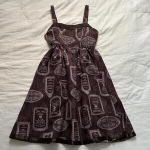 NWT Axes Femme purple red brocade vintage motif print sleeveless dress